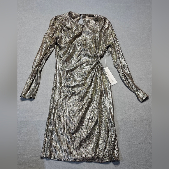 Bishop + Young NWT Elegant Metallic Dress with Side Cutout PTP 19 Length 36 - Picture 2 of 8